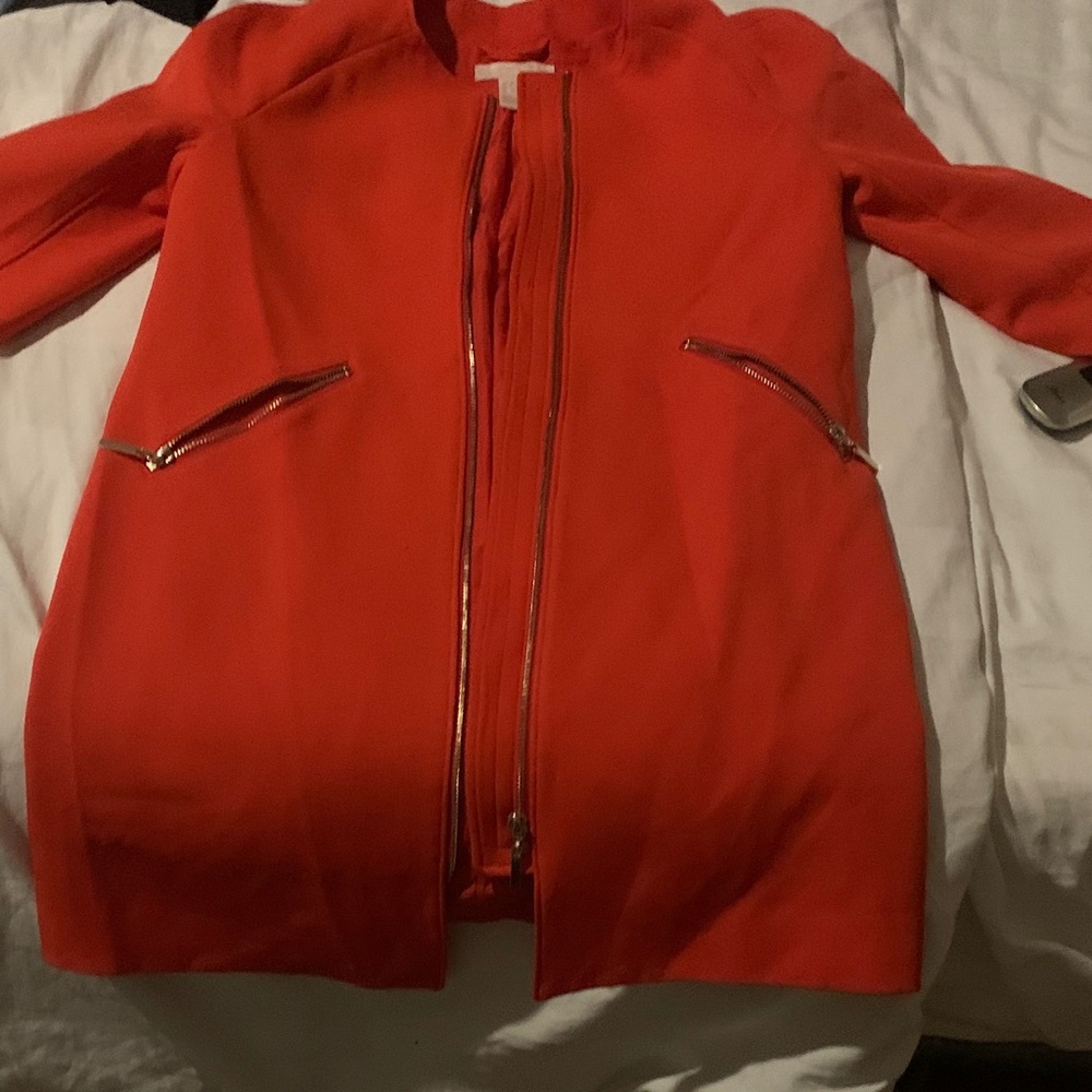 H&M Orange Zip-Front Trench Coat